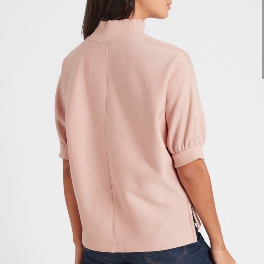 Banana Republic Puff-Sleeve Mock Neck Fleece Sweatshirt | Size Medium - Picture 2 of 13